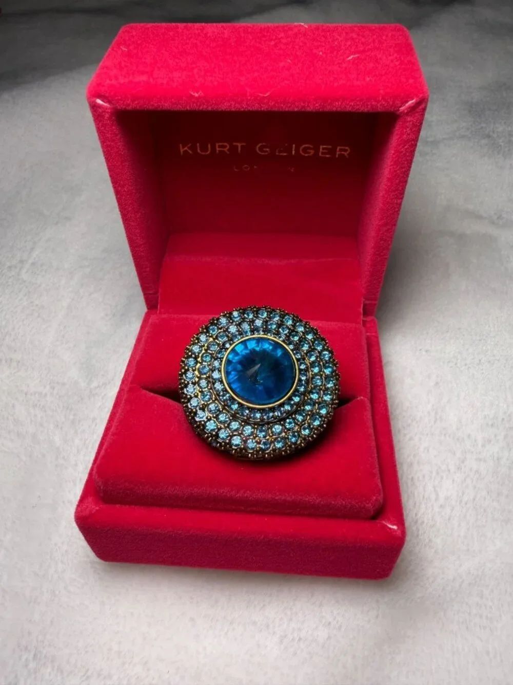 Kurt Geiger Blue Crystal Dome Ring